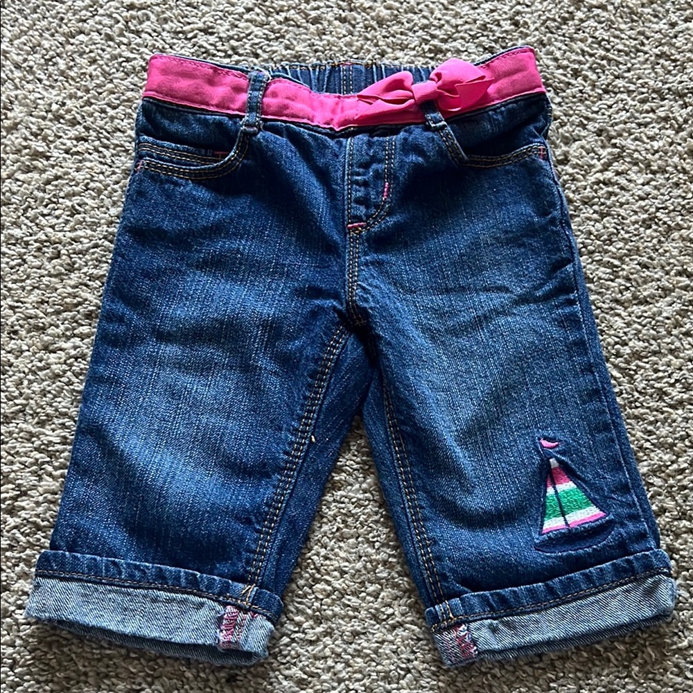 Kids Denim Shorts with Pink Trim